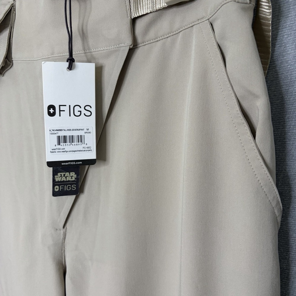 Figs Star Wars Womens Medium Tall The Armorer Wide Leg Cargo Scrub Pants Beige - Picture 4 of 8